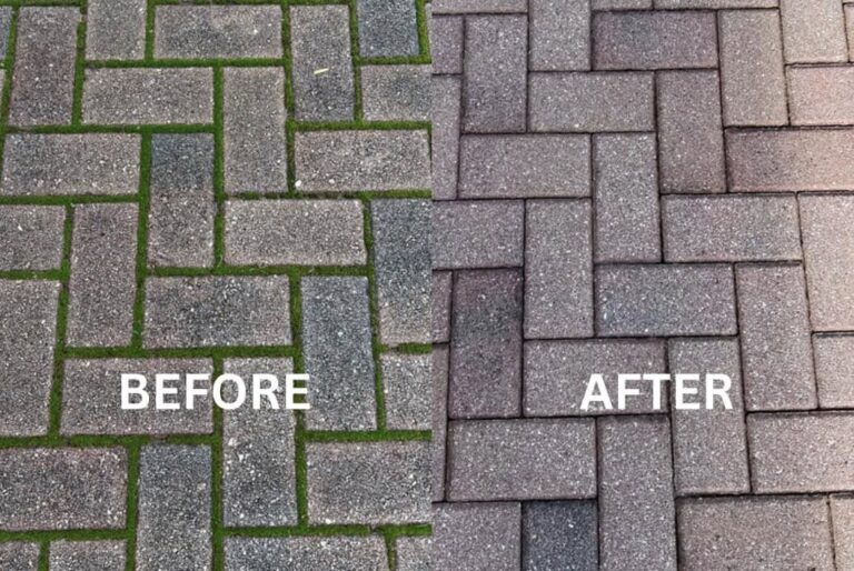 Auburndale 13 Before and after of paver sealing and cleaning. The best pressure washing services in Eagle Lake, Florida